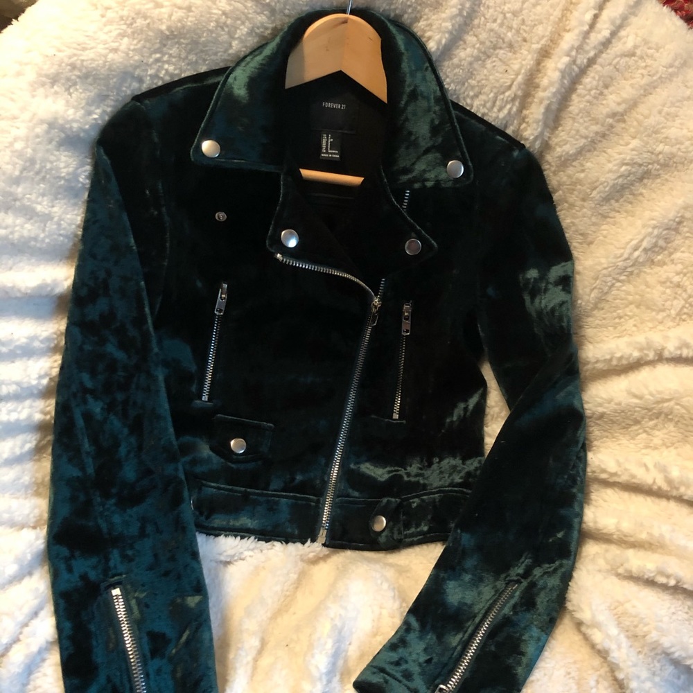 Forever 21 Crushed Velvet Moto Jacket